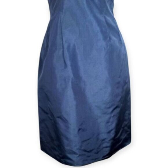 J.CREW NAVY SILK GREEN/BLUE STRAPLESS DRESS SZ.6 EUC. - Picture 3 of 6